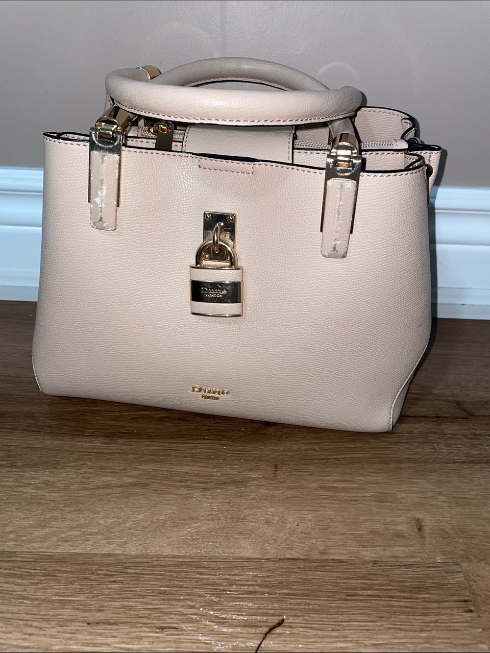 Dune London Blush Pink Top-Handle Satchel with Gold Hardware